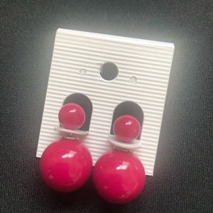 Magenta globe jacket earrings